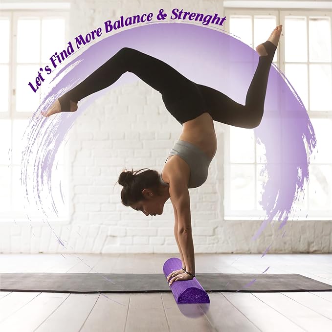 Yes4All High-Density EPP Half Round Back Roller Foam, Exercise Foam Roller for Yoga, Pilates & Stretching - 12, 18, 24, 36 inch