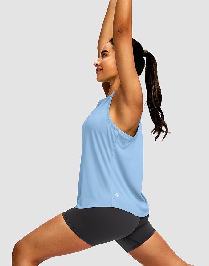 Women's Workout Tops Racerback Athletic Tank Tops Sleeveless Loose Fit Yoga Running Gym Shirts for Women