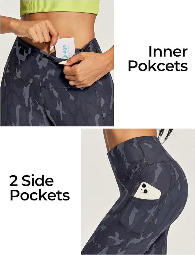 IUGA High Waisted Yoga Pants for Women with Pockets Capri Leggings for Women Workout Leggings for Women Yoga Capris