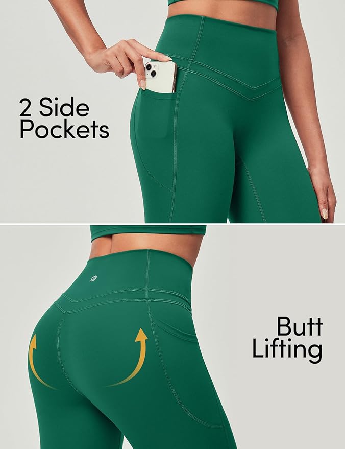IUGA Compression Leggings with Pockets for Women Tummy Control Leggings No Front Seam Workout High Waist Yoga Pants