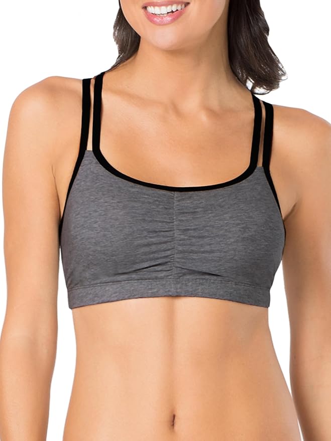Fruit of the Loom Women's Spaghetti Strap Cotton Sports Bra - All-Day Comfort & Easy Movement
