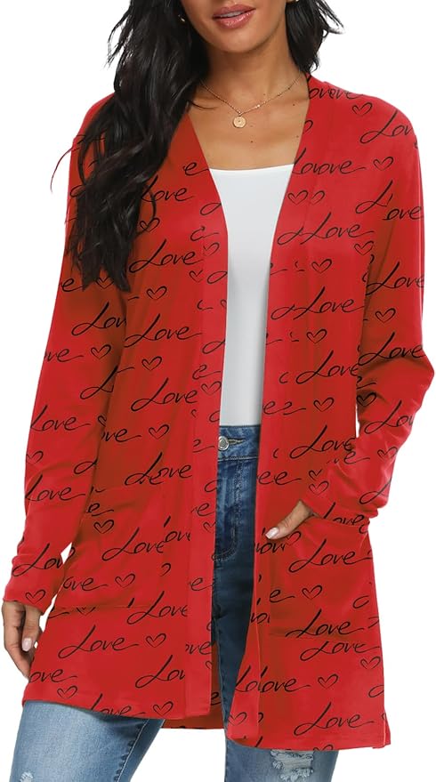 Womens Casual Lightweight with Pocketes Long Sleeve Open Front Cardigan