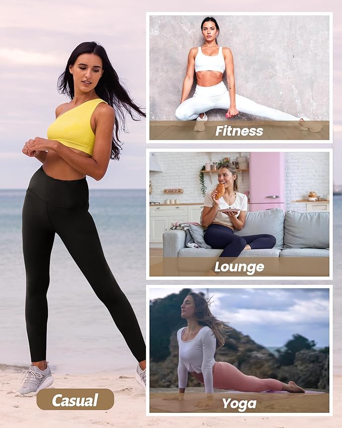 NexiEpoch 4 Pack Leggings for Women - High Waisted Tummy Control Soft Black Capri Yoga Pants with Pockets for Workout