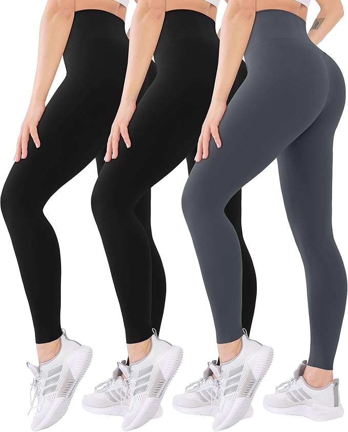 Blisset 3 Pack High Waisted Leggings for Women with Pockets Soft Active Tummy Control Pants for Yoga Running & Daily Wear