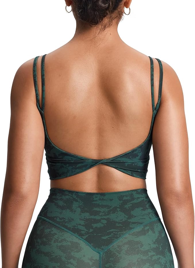 Aoxjox Women's Workout Sports Bras Fitness Yoga Crop Tank Metamorph Twist Back Cami