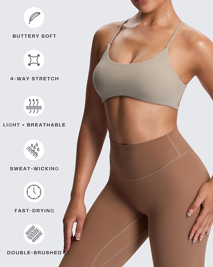 Aoxjox Women's Workout Sports Bras Fitness Trinity Ivy Low Impact Bra Yoga Crop Tank