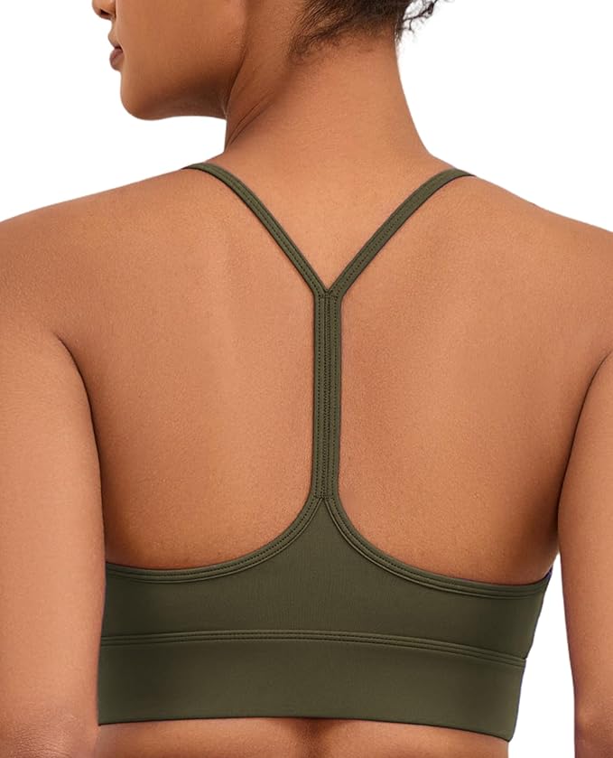 Womens Y-Back Sports Bra, Weightless Padded Yoga Bra, Spaghetti Strap Low Impact Gym Top for Workout & Daily Wear