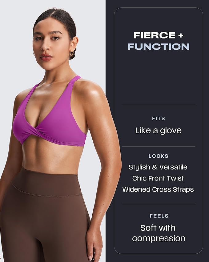Aoxjox Women's Workout Sports Bras Fitness Satara Low Impact Bra Yoga Crop Tank