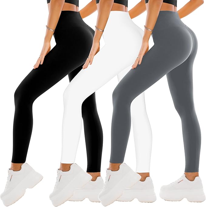 SINOPHANT 3 Pack Leggings for Women - High Waisted Buttery Soft Yoga Pants for Workout Athletic Sports