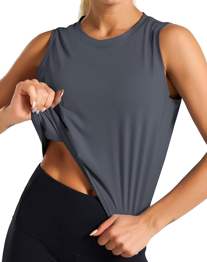 Dragon Fit Womens Ice Silk Workout Tank Tops Sleeveless Cropped Yoga Shirt for Running Gym Summer