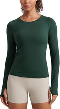 CRZ YOGA Seamless Long Sleeve Shirts for Women Waist Length - Workout Athletic Running Gym Yoga Tops Crewneck Breathable