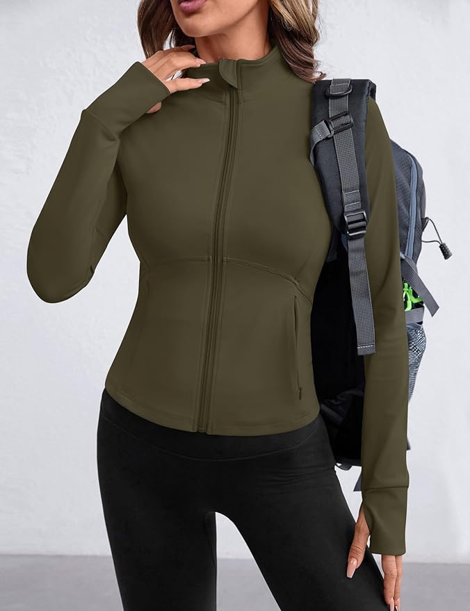 Avoogue Women Lightweight Active Jacket Full Zip Workout Running Yoga Athletic Outerwear with Pockets