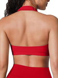 BRXL Halter Sports Bras for Women Adjustable Built in Bra Backless Workout Push Up Bras Low Impact Gym Yoga Tops