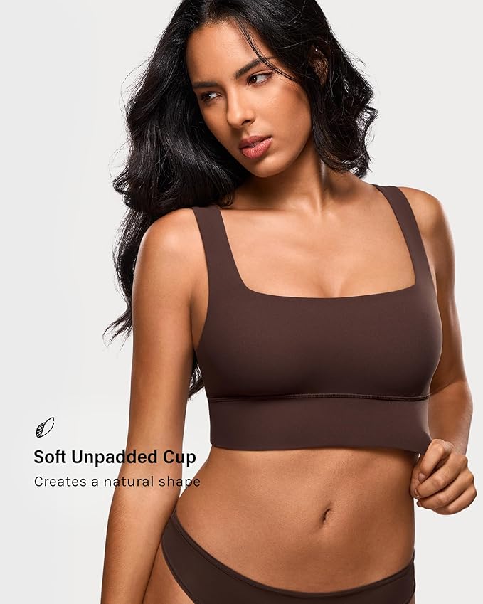 INLYRIC Women's Inbarely Outwear Longline Square Neck Bralette Supportive Unlined No Underwire Yoga Sports Bra