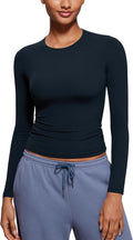 CRZ YOGA Softembrace Crewneck Long Sleeve Shirts for Women - Casual Going Out Tops Soft Basic Fitted Tight Fall T-Shirts