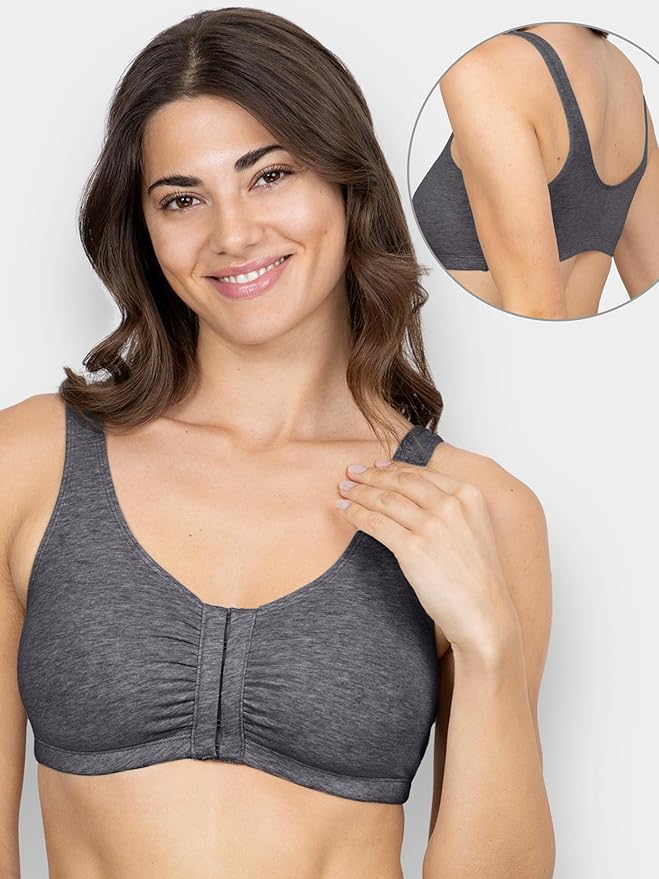 Fruit of the Loom Women's 96014PK Comfort Cotton Blend Front Close Sports Bra 2 Pack