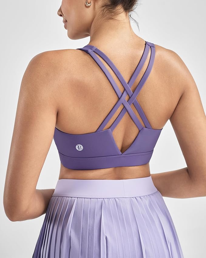 RUNNING GIRL Sports Bra for Women High Support, Molded Cup High Impact Sports Bras with Sewn in Pads Strappy Running Bra