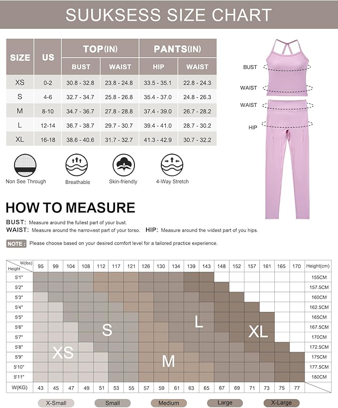 SUUKSESS Women 2 Piece Workout Sets Compression Tummy Control Leggings with Pockets Halter Built in Bra Tank Tops