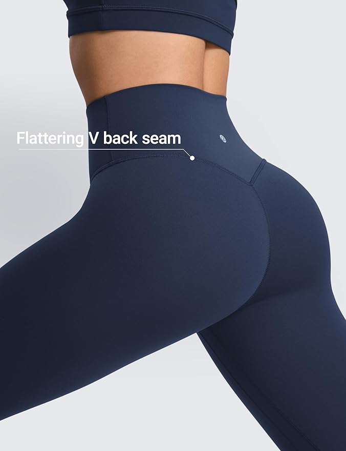 CRZ YOGA SculptAir No Front Seam Yoga Leggings 25" - High Waisted Womens Pants Workout Pilates Athletic V Back Buttery Soft
