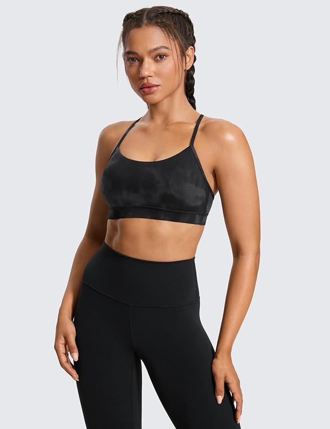 CRZ YOGA Butterluxe Y Back Sports Bras for Women - Padded Racerback Low Impact Spaghetti Thin Strap Workout Yoga Top