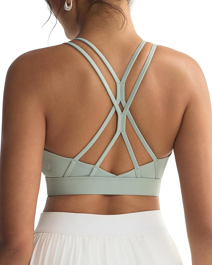 RUNNING GIRL Sports Bras for Women,Strappy Crisscross Back Padded Low Impact Running Sports Bra with Removable Cups