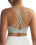 RUNNING GIRL Sports Bras for Women,Strappy Crisscross Back Padded Low Impact Running Sports Bra with Removable Cups