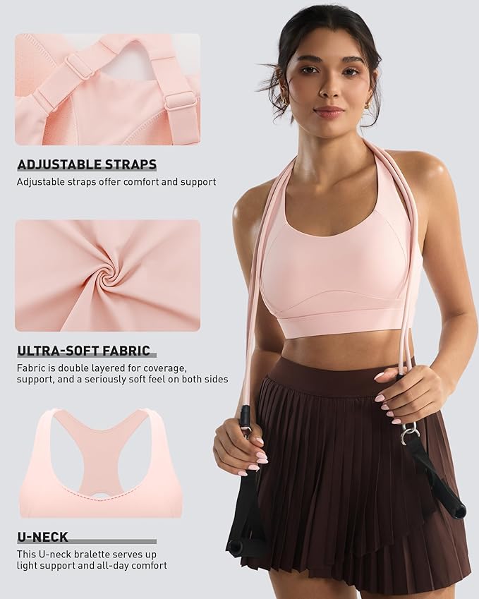 RUNNING GIRL High Impact Sports Bras for Women,Racerback Running Bra Workout Crop Tank Tops Longline Sports Bra Push up
