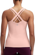 RUNNING GIRL Tank top with Built in Bra for Women,Compression Shirts Crisscross Back Workout Yoga Tops