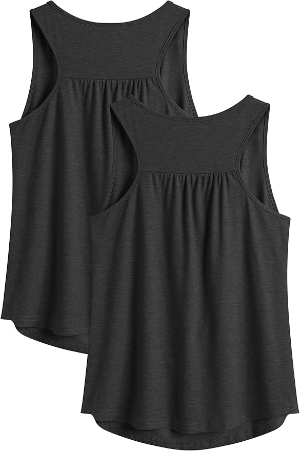 PINSPARK Workout Tops for Women Racerback Tank Tops Sleeveless Athletic Running Shirts Lightweight Yoga Gym Tank,2 Pack S-3XL