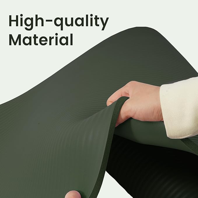 Fitvids Yoga Mat, 1/2-Inch Extra Thick High Density Exercise Mat, Anti-Tear Exercise Yoga Mat with Carrying Strap, Suitable for Various Yoga Exercises
