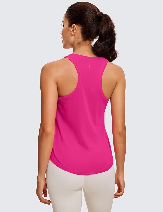 CRZ YOGA Pima Cotton Racerback Tank Tops for Women - Workout Athletic Casual Soft Scoop Neck Sleeveless Shirts