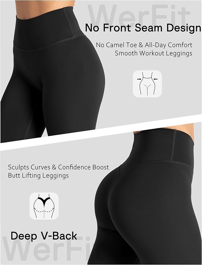 Unthewe Naked-Feel No Front Seam Leggings for Women - High Waisted Buttery Soft Workout Yoga Pants 25"