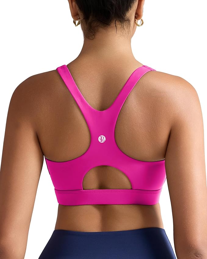 RUNNING GIRL Sports Bras for Women High Support,Racerback High Impact Grey Sports Bra Moulded Cup Workout Bra Push up