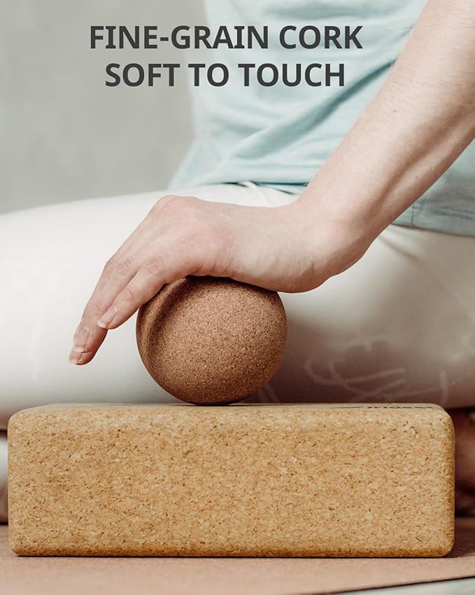 Trideer Cork Yoga Blocks, 2 Pack Yoga Blocks Natural Cork, High Density Yoga Block with Non Slip Surface, Eco-Friendly Yoga Accessories for Women, Ideal for Yoga, Pilates, Stretching