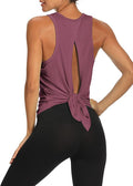 Bestisun Workout Tank Tops Open Back Yoga Exercise Shirts Tie Back Athletic Clothes for Women
