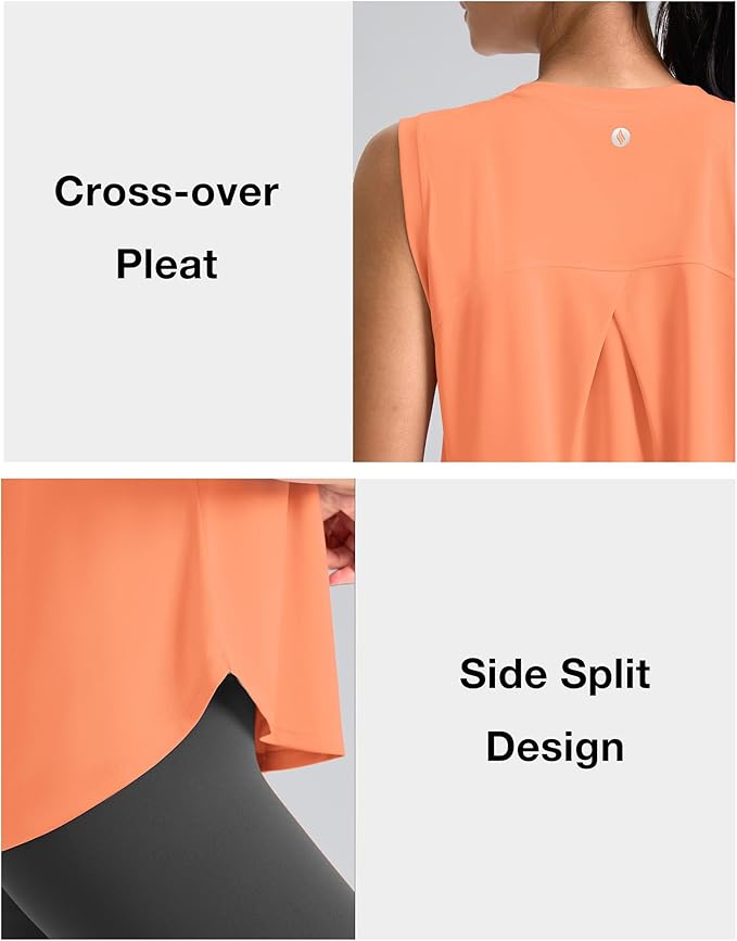 SANTINY Women's Sleeveless Workout Tops Breathable Lightweight Active Tennis Yoga Shirts Athletic Running Tank Tops for Women