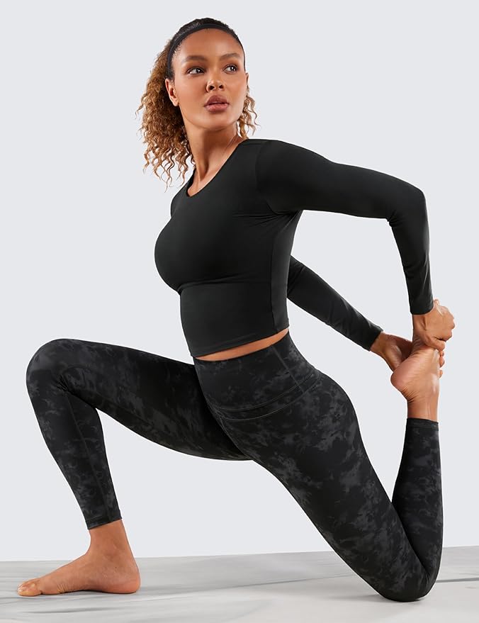 CRZ YOGA Naked Feeling Workout Leggings 25'' - High Waist Yoga Training Tight Womens Pants