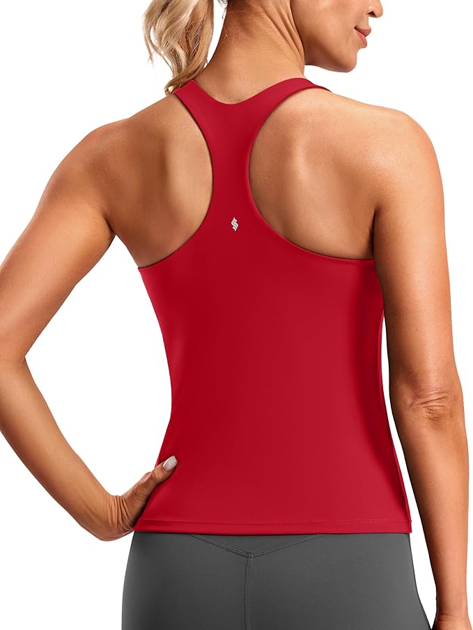 Soothfeel Womens Workout Tank Tops with Built in Bra Racerback Athletic Yoga Top High Neck Sports Gym Sleeveless Shirts