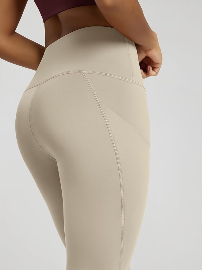 ODODOS Women's High Waisted Yoga Capris with Pockets, Tummy Control Non See Through Workout Athletic Running Capri Leggings
