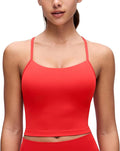 CRZ YOGA Butterluxe Y Back Crop Tank Tops for Women - Spaghetti Straps Racerback Padded Yoga Workout Longline Sports Bras