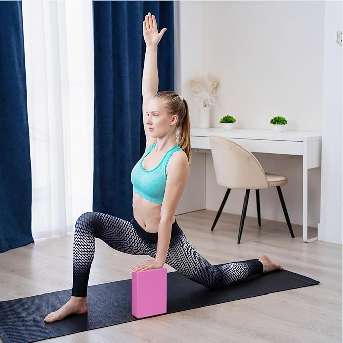 2 Pack 3"x6"x9" EVA Foam Yoga Block Supportive Latex-Free, Non-Slip Exercise Blocks for Pilates, Meditation, Balance, Stretching and Deep Poses