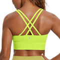 CRZ YOGA Naked Feeling Strappy Longline Sports Bras for Women - Medium Impact Criss Cross Yoga Padded Workout Crop Top
