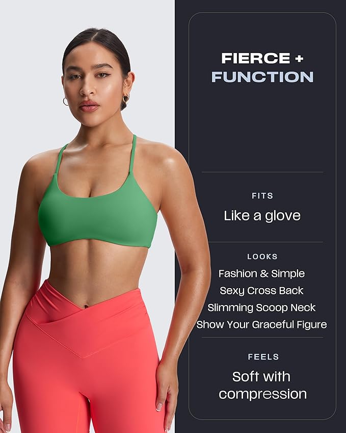 Aoxjox Women's Workout Sports Bras Fitness Trinity Ivy Low Impact Bra Yoga Crop Tank