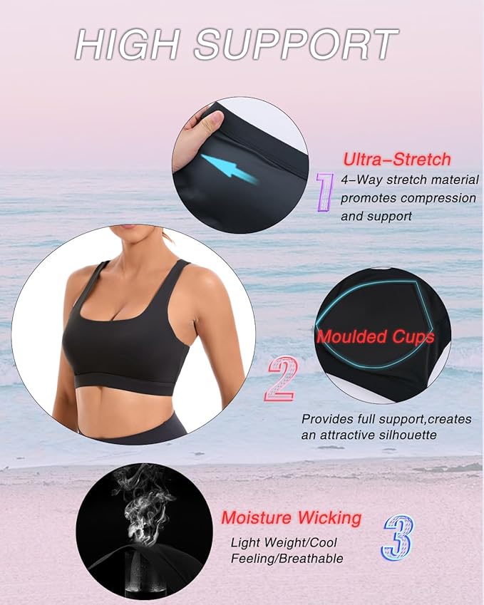 RUNNING GIRL Sports Bras for Women, Molded Cup High Impact Sports Bra Workout Bras for Women High Support Racerback