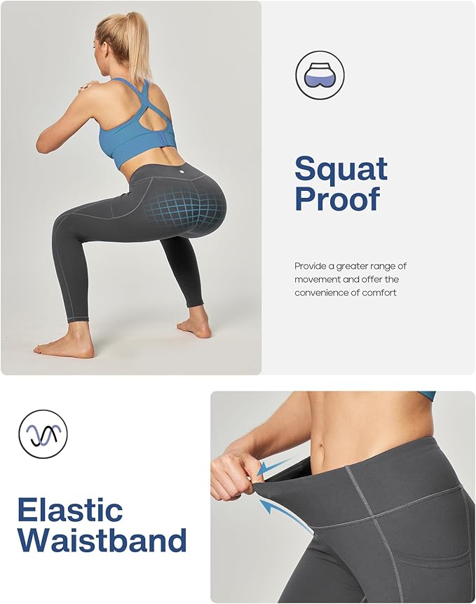 Heathyoga Leggings with Pockets for Women Tummy Control High Waisted Yoga Pants Women Compression Workout Leggings