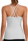 RUNNING GIRL Yoga Tank Tops for Women Built in Shelf Bra B/C Cups Strappy Back Activewear Workout Compression Tops