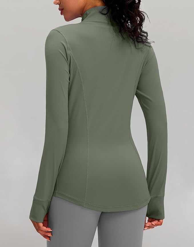 Women's Workout Jackets with 4 Pockets Zip Up Slim Fit Soft Fall Jacket for Yoga Running Athletic