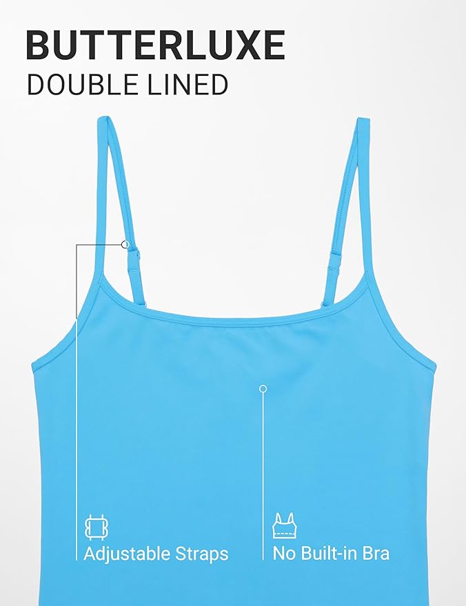CRZ YOGA Butterluxe Double Lined Cami Tank Tops for Women - Yoga Casual Going Out Soft Scoop Neck Summer Sleeveless Shirt
