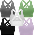 Double Couple Sports Bras for Women Padded High Impact Seamless Criss Cross Back Workout Tops Gym Activewear Bra Large