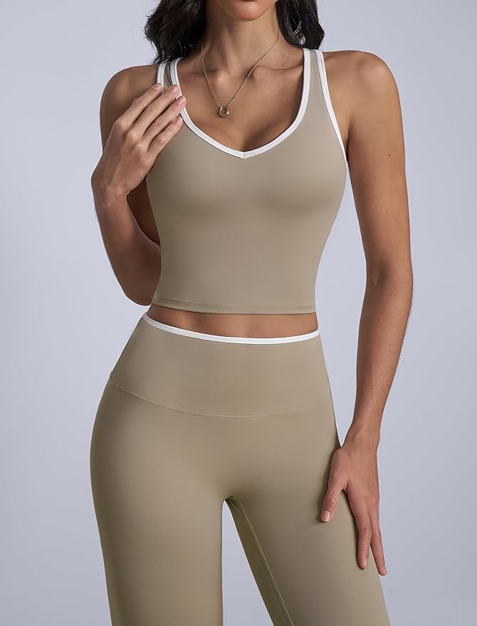 ABOCIW Womens Color Block Workout Sets Racerback Tank Top High Waist Leggings Gym Set Yoga Pilates Outfits